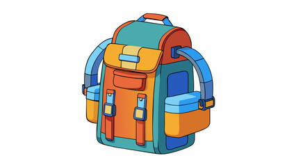 A redesigned backpack with multiple compartments and adjustable ss for better organization and comfort while carrying. The material is also waterproof. Cartoon Vector.