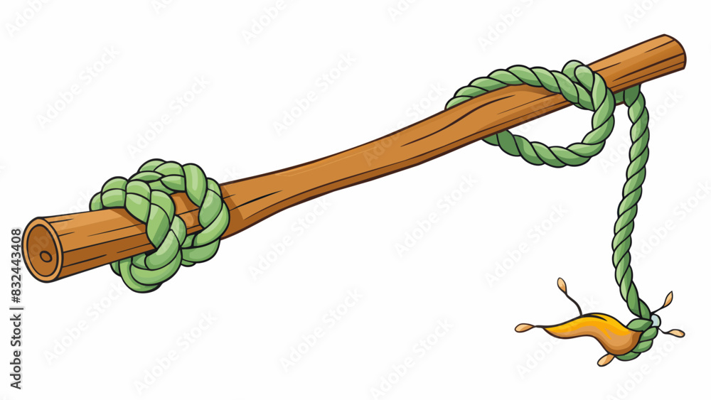 Aufkleber A rope being untied from a tree branch freeing a swing to sway back and forth. The rope is rough and frayed displaying the struggle before the release. Cartoon Vector.