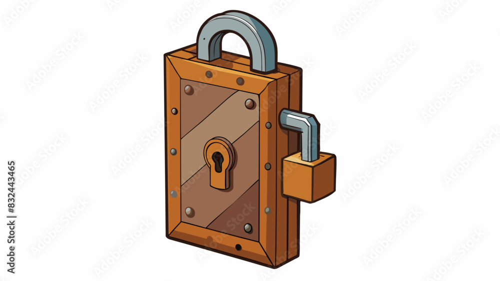 Poster A rusted old lock on a door that cannot be od representing the truth of a closed and inaccessible past.. Cartoon Vector.