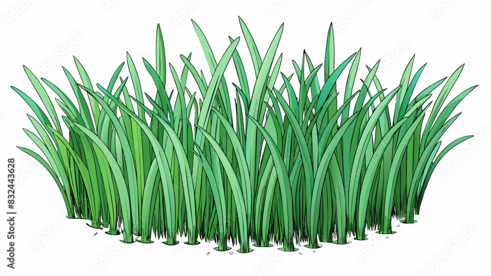 Poster a sea of emerald green waving gently in the breeze. the individual blades are thin and delicate yet 