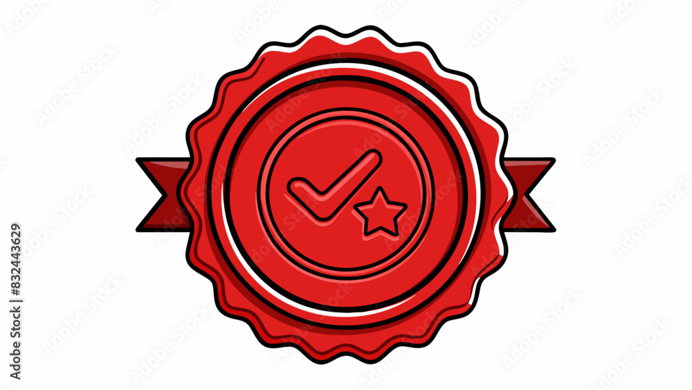 Poster A seal of approval stamp with a bold red border and clear text indicating official recognition and endort.. Cartoon Vector.