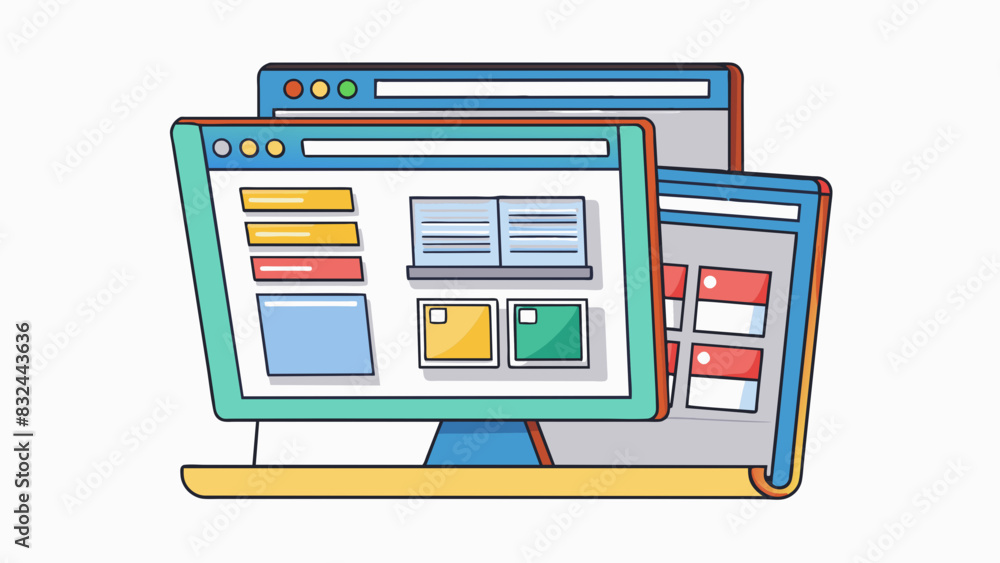 Fototapete A screenshot of a computer screen with multiple tabs open but one tab highlighted and enlarged. This indicates a preference for that particular. Cartoon Vector.