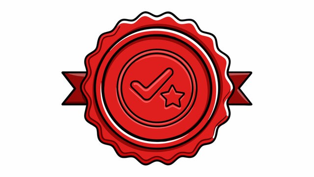 A seal of approval stamp with a bold red border and clear text indicating official recognition and endort.. Cartoon Vector.
