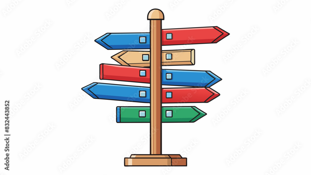 Poster A signpost with multiple arrows pointing in different directions each representing a different political party or candidate. This shows the freedom of. Cartoon Vector.