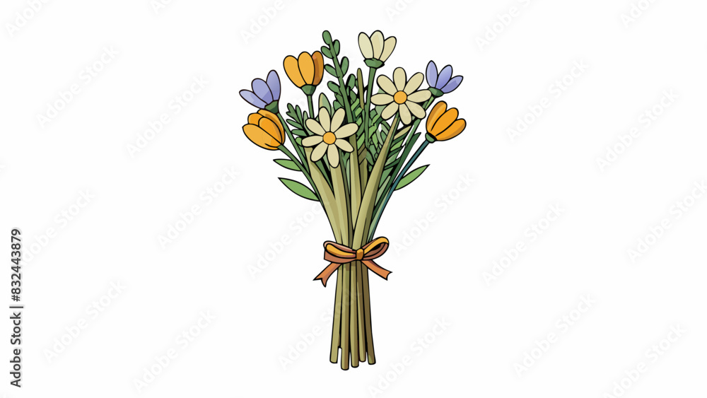 Poster a simple bouquet of wildflowers carefully handpicked and tied together with a satin ribbon radiating