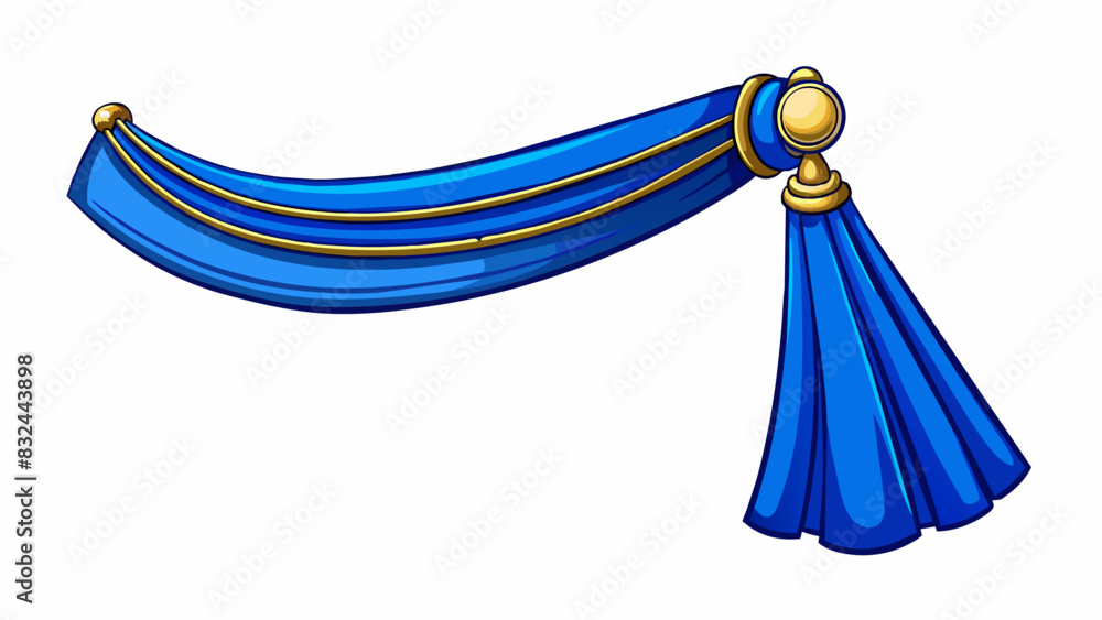 Poster a silk sash in a vibrant shade of blue with elegant silver trim and a dangling tassel at the end. th