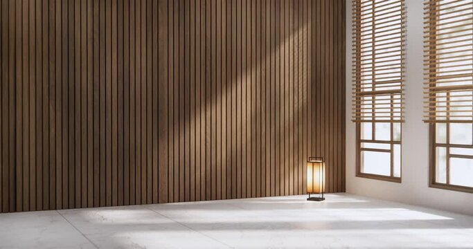 Architecture and interior concept Empty room and wood panels wall background 3D illustration rendering