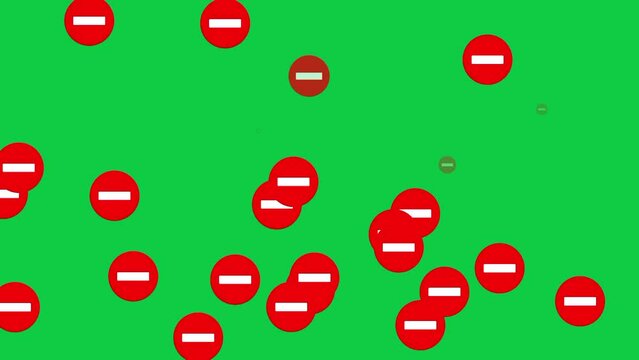 Red minus pattern sign icon isolated on green screen background animation video.