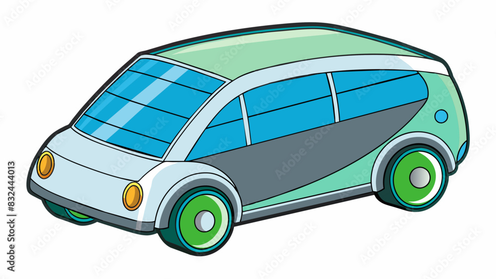 Poster a sleek futuristiclooking vehicle with four wheels and a rechargeable battery designed for energy ef