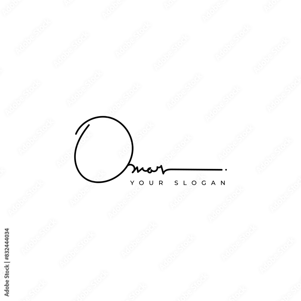 Poster omar name signature logo vector design