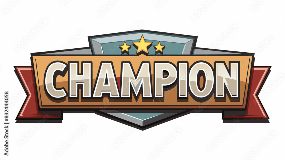 Aufkleber a sleek modern plaque with a metallic finish and sharp edges. the inscription champion is etched in 