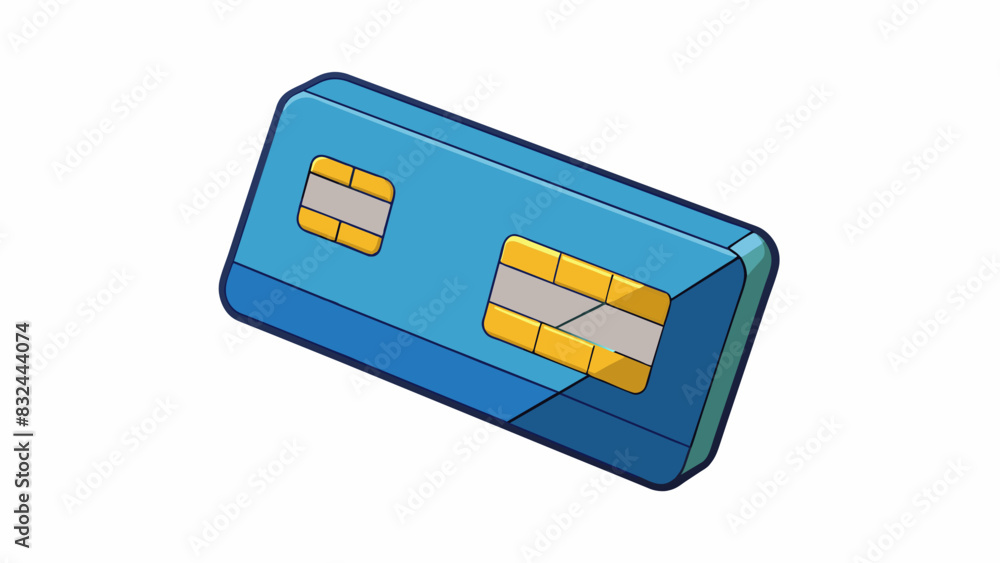 Poster A slim rectangular plastic card with a small chip embedded in it. It has the holders name bank logo and a unique 16digit number on the front. The back. Cartoon Vector.