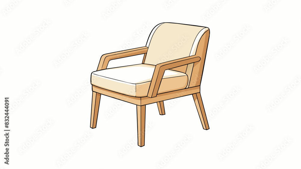Poster A sleek modern design chair made from lightcolored birch wood with clean lines and a minimalistic design. It is both functional and aesthetically. Cartoon Vector.
