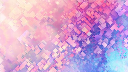 A soft pastel background with pixelated squares in shades of pink, purple and blue, creating an abstract pattern that evokes the feeling of digital nostalgia.