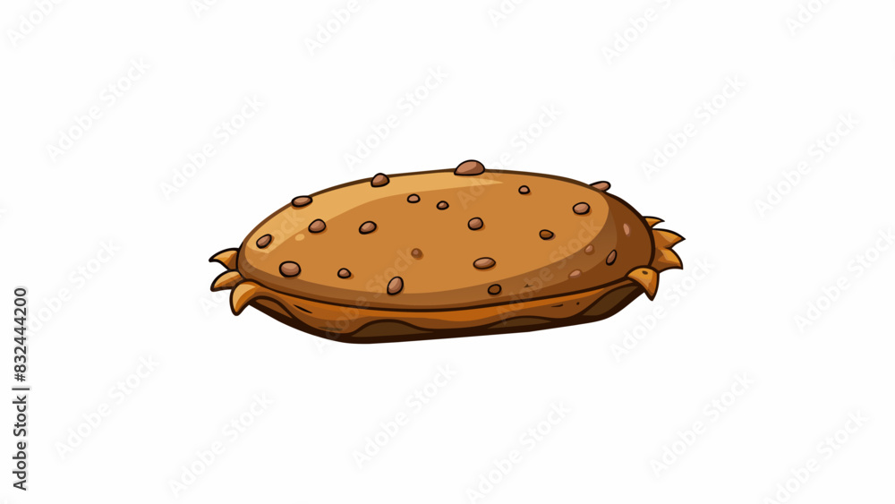 Poster A small oblong object that is light brown in color and covered in tiny brown speckles. It has a slightly rough texture and feels surprisingly heavy. Cartoon Vector.