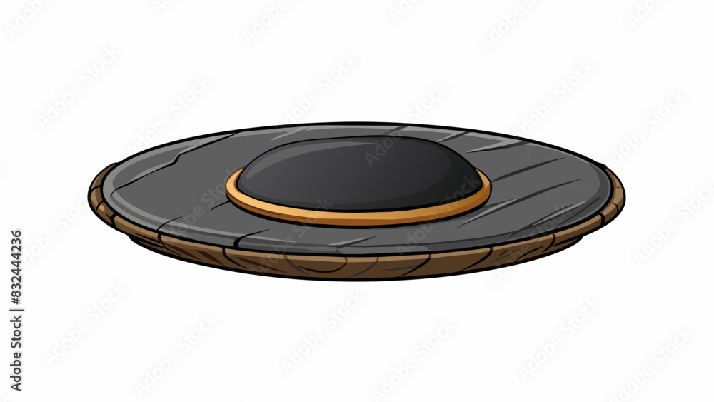 Poster a small oval plate made of black slate featuring a rough and uneven surface with natural edges. it h
