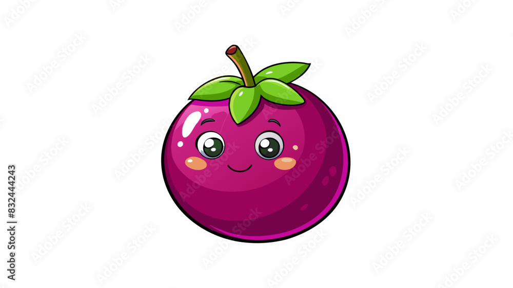 Poster a small plump fruit with a smooth shiny skin ranging from deep purple to bright red. its is sweet an