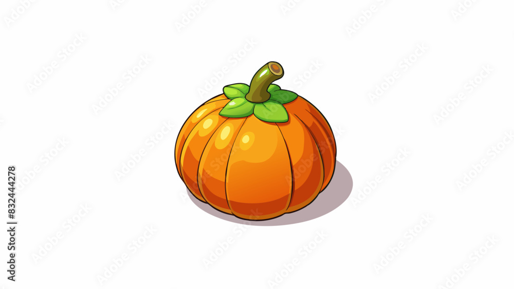 Poster a small plump fruit resembling a miniature pumpkin with a smooth shiny skin in shades of deep orange