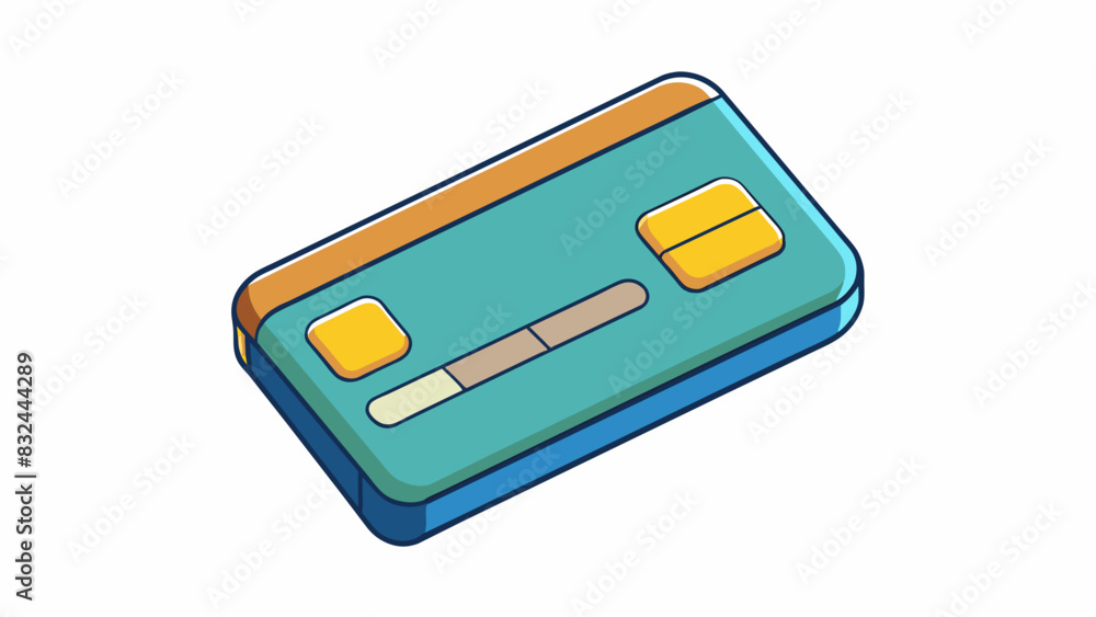Poster A small rectangular plastic card with a magnetic strip or chip that can be swiped or inserted to make purchases often accompanied by a personal. Cartoon Vector.