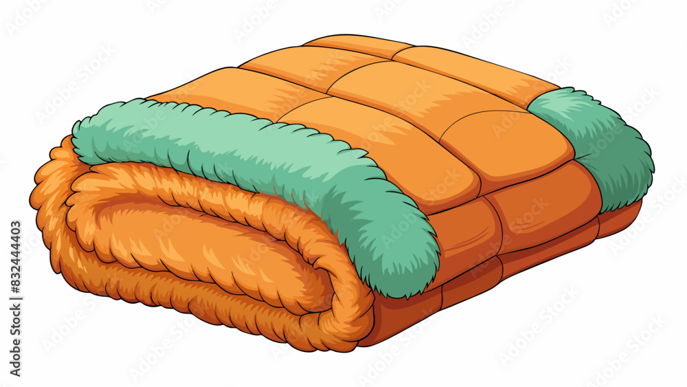 Poster A soft cozy blanket made of thick warm material and lined with fuzzy wool.. Cartoon Vector.