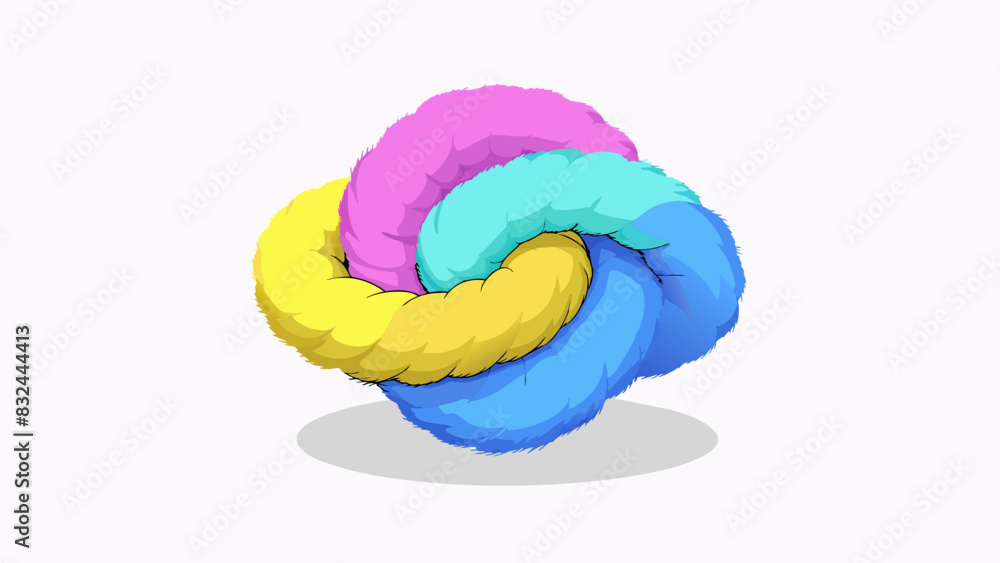 Aufkleber A soft fluffy item with brightly colored interlocking loops and a squishy texture.. Cartoon Vector.