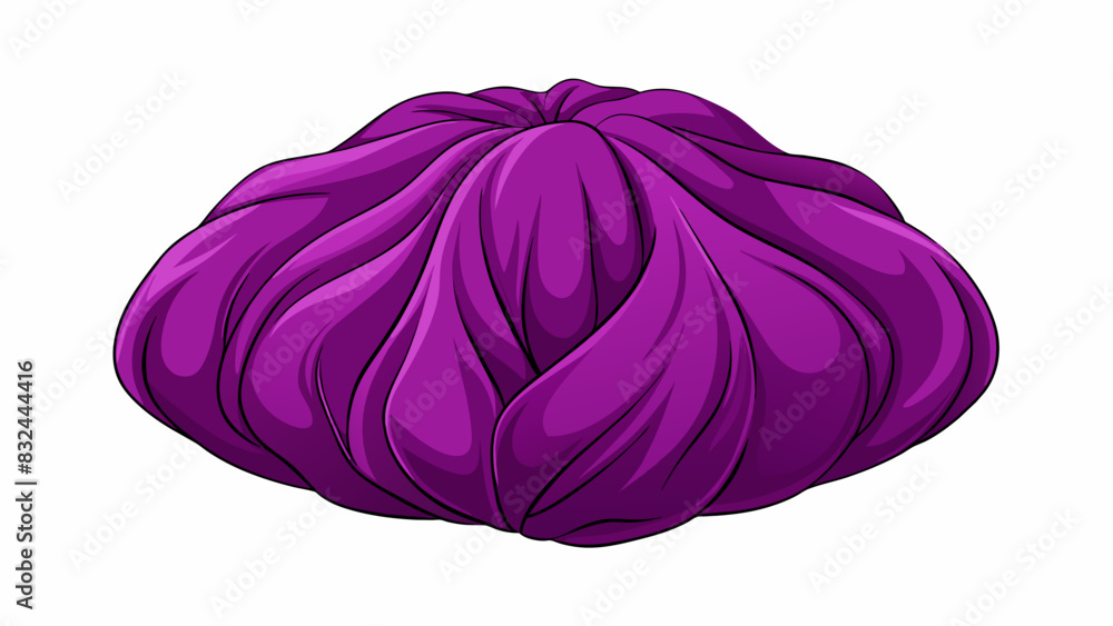 Poster A soft velvety fabric in a deep shade of purple with small intricate designs woven into it. The fabric has a smooth texture and is warm to the touch.. Cartoon Vector.