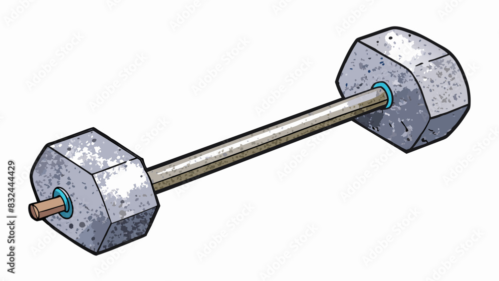 Poster A solid metal bar with a rough texture used for weightlifting and demonstrating physical strength.. Cartoon Vector.