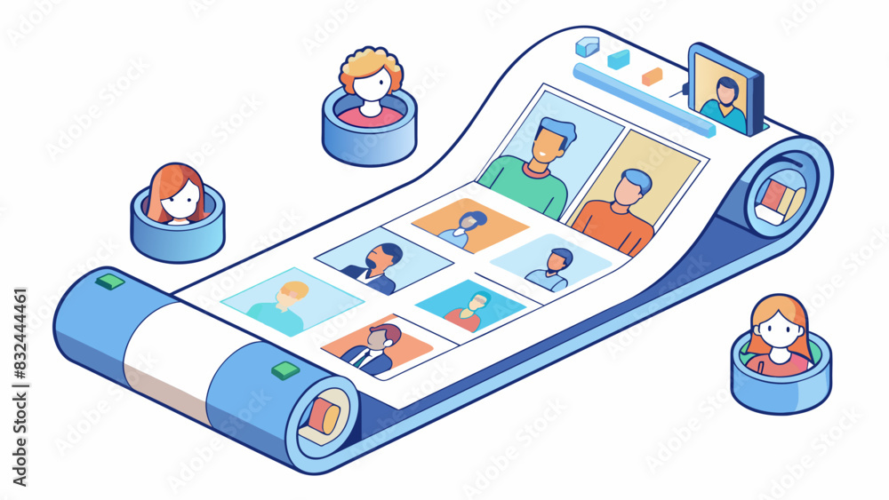 Poster A social media platform that offers an endless scroll of perfectly curated images and people to follow. It creates a constant need for users to check. Cartoon Vector.