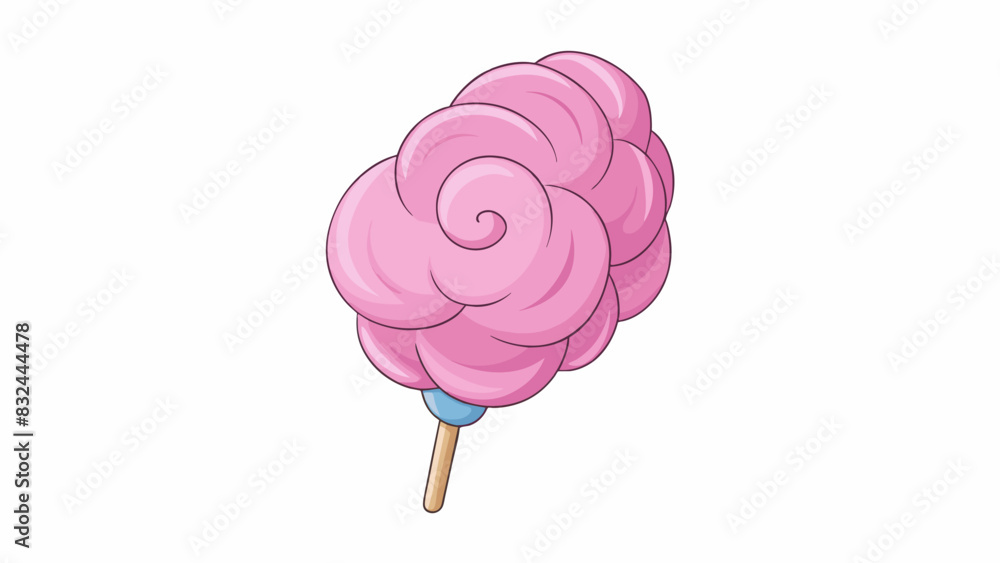 Poster A soft fluffy item with a long curled shape and a pastel pink color reminiscent of a cotton candy cloud.. Cartoon Vector.