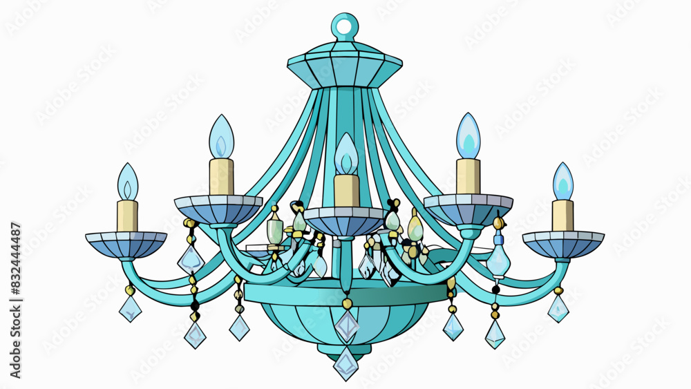 Poster A sparkling crystal chandelier with intricately crafted crystals and a tiered design.. Cartoon Vector.