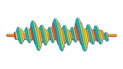 Fototapeta premium A sound wave pulsing through the air with peaks and valleys of varying amplitudes and wavelengths. Cartoon Vector.