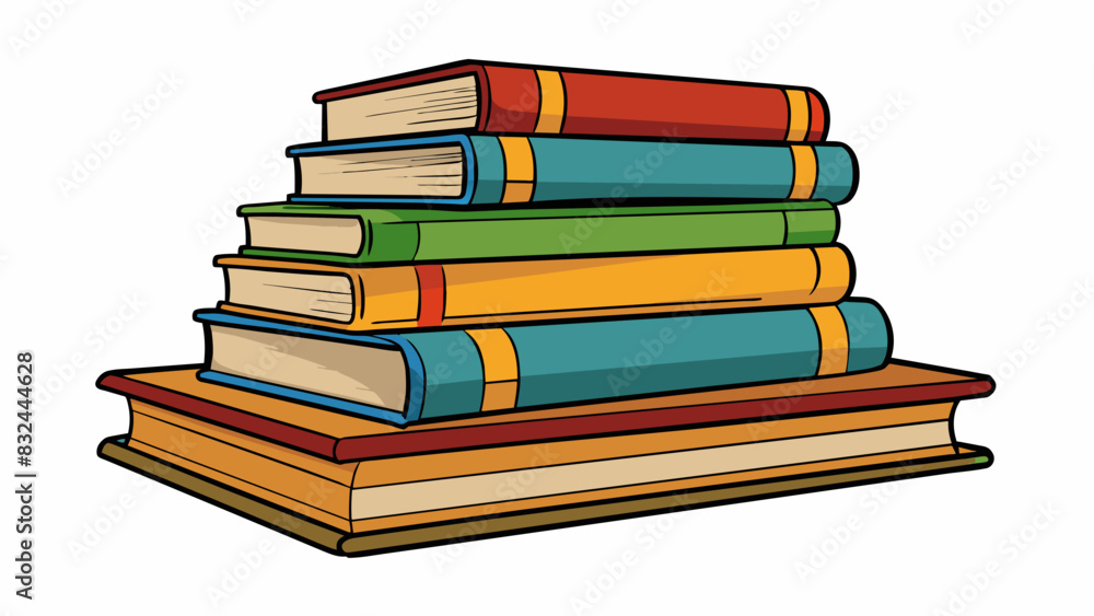 Poster A stack of dusty books sitting on a shelf in a library untouched and untouched for years.. Cartoon Vector.
