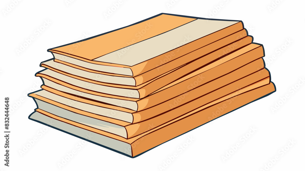 Poster A stack of paper being folded in half multiple times reducing its height and thickness. The folded paper has straight edges and is made of smooth. Cartoon Vector.