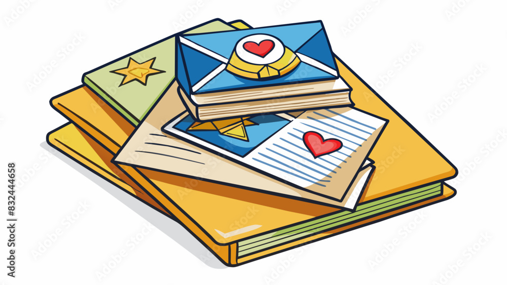 Poster a stack of handmade cards and letters decorated with drawings and heartfelt messages ready to be sen