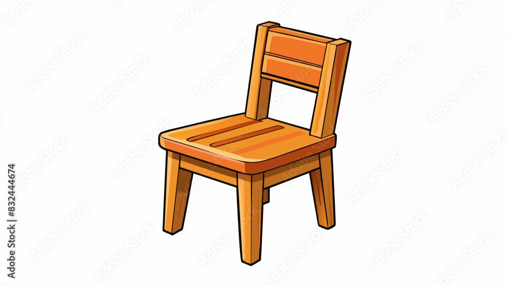 Poster a standard wooden chair with four legs a backrest and a simple design.. cartoon vector.