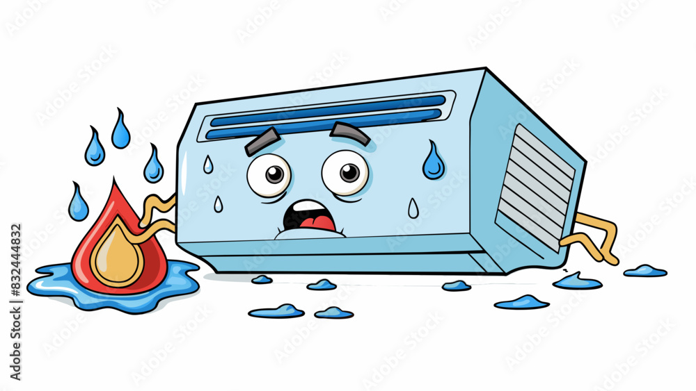 Poster A sudden drop in room temperature indicating that the air conditioning has turned on.. Cartoon Vector.
