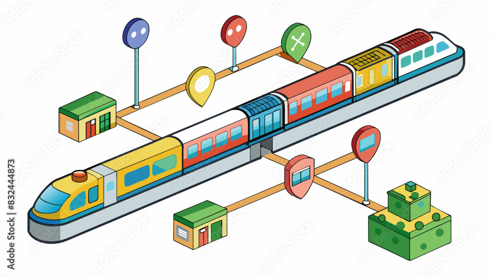 Wall mural a subway map showing the different train lines and stations in a major city. each station is marked 