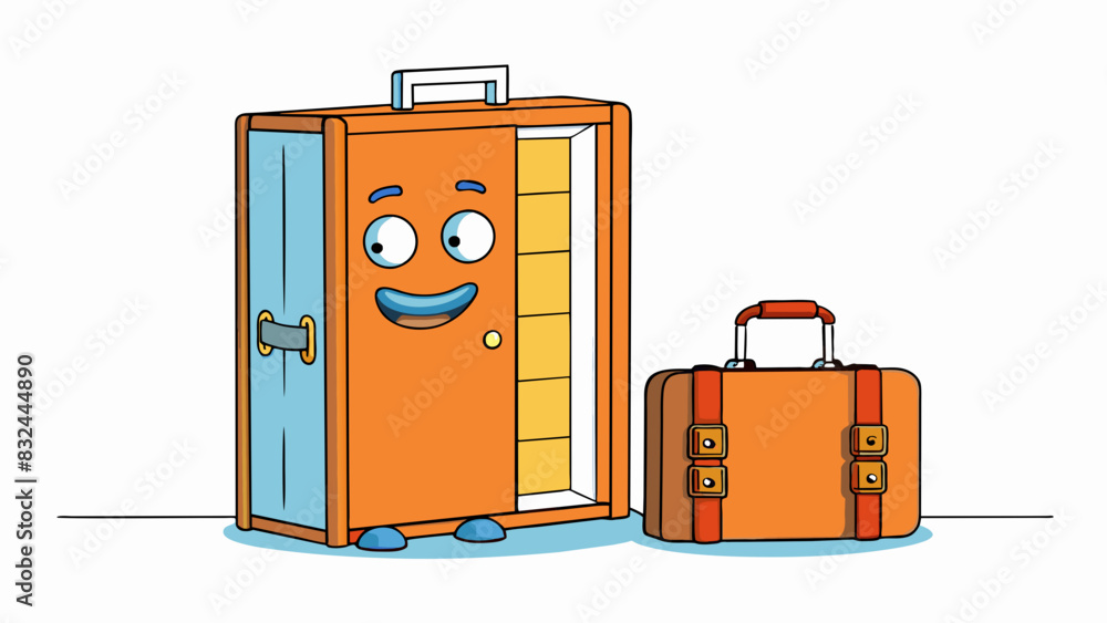 Poster a suitcase sitting by the door packed and ready to go as the owner bids farewell to their current ho