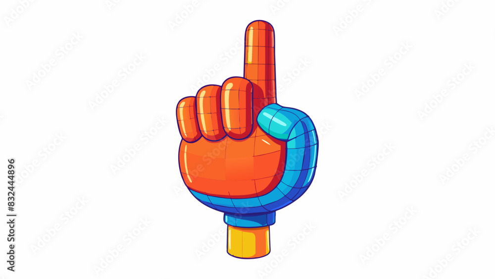 Poster a supporter is a large inflatable balloon shaped like a hand with the index finger pointed upwards. 