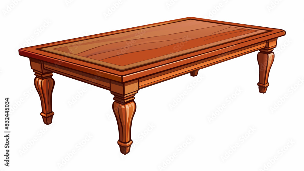 Poster a sy wooden dining table with a deep mahogany finish. it has thick carved legs and polished surface 