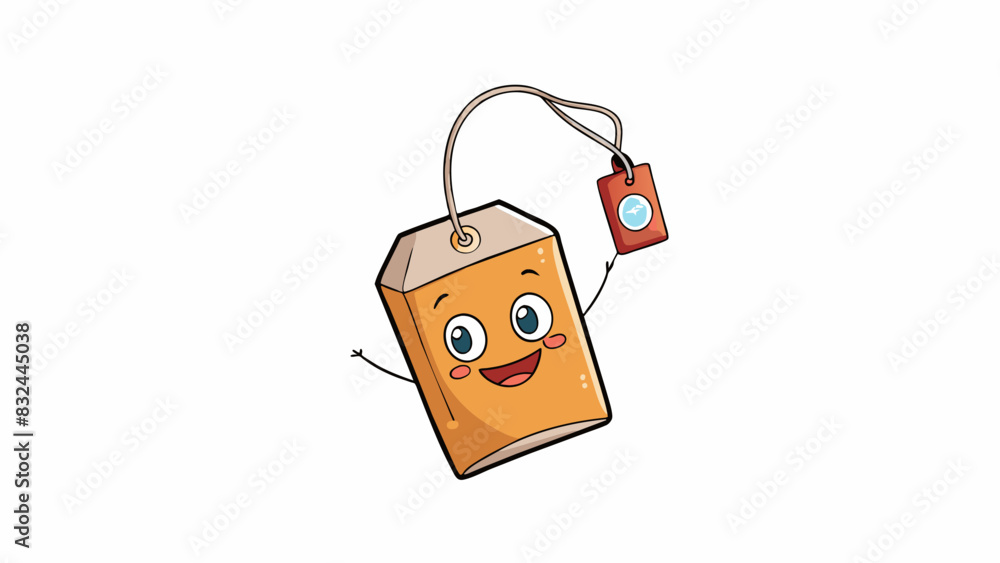 Poster a tab on a tea bag is a rectangular paper tag attached to a string. it is used to lift the tea bag o