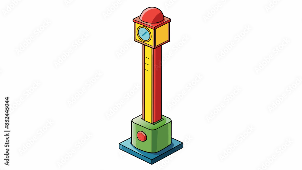 Poster a tall streetlight with a cylindrical meter attached showing the amount of electricity used by the c