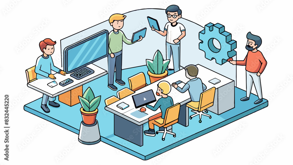 Poster a tech company is a modern enterprise that is defined by its sleek hightech office space and a team 