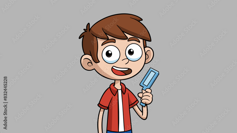 Poster a teenage boy nervously held a disposable razor in his shaking hand trying to shave for the first ti