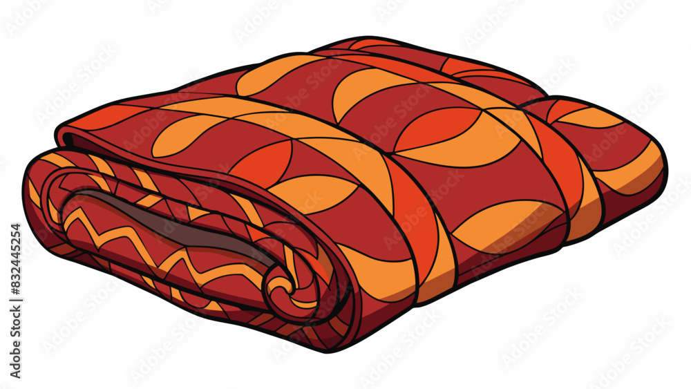 Poster a thick cozy blanket with a bold intricate pattern woven into it. its fabric is soft and warm perfec