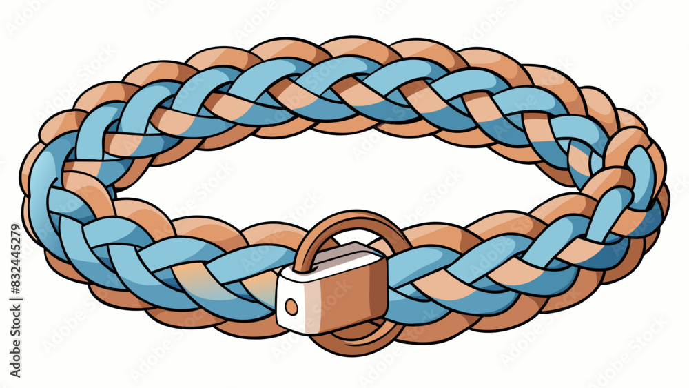 Poster A thick interwoven bracelet with intricate patterns and a small lock clasp representing a promise to always be there for someone no matter the. Cartoon Vector.