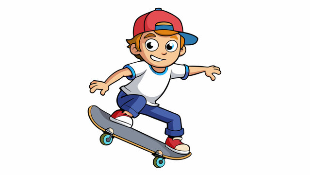 A teenage boy with a skateboard tucked under his arm wearing a backwards baseball cap and a loosefitting tshirt effortlessly exeing tricks in a. Cartoon Vector.