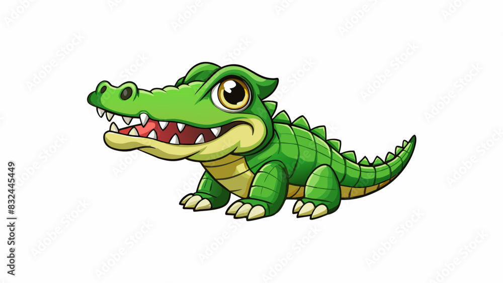 Poster a toothy toy alligator with an open mouth its sharp teeth d and ready to snap at unsuspecting finger
