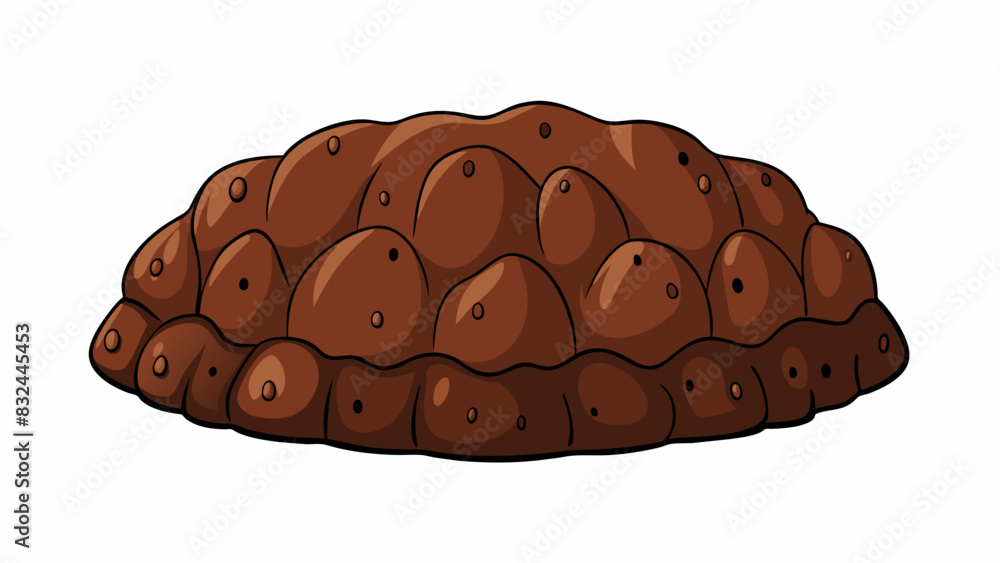 Aufkleber A tough protective layer that is dark brown in color. It has a bumpy texture with visible lines and creases and feels warm to the touch.. Cartoon Vector.