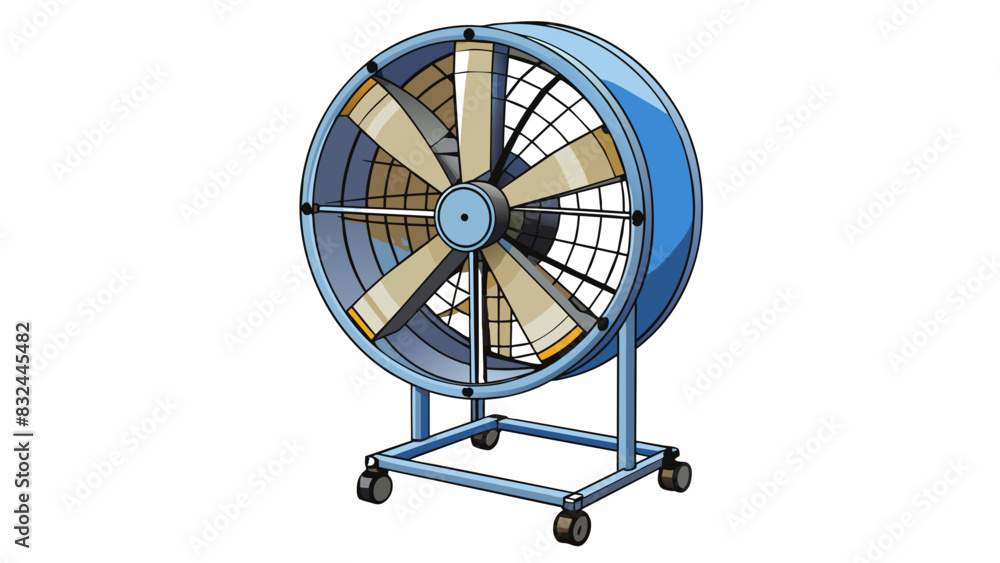 Poster a towering industrial fan with metal blades and a heavyduty motor mounted on a sy base and capable o